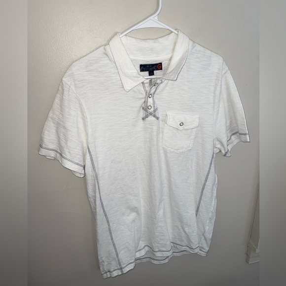 G by Guess Men’s White Polo Shirt with Gray Accents Sz L - Picture 1 of 3